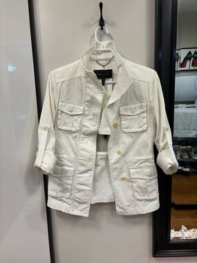 BCBG Ivory Utility Jacket with Roll-Tab Sleeves